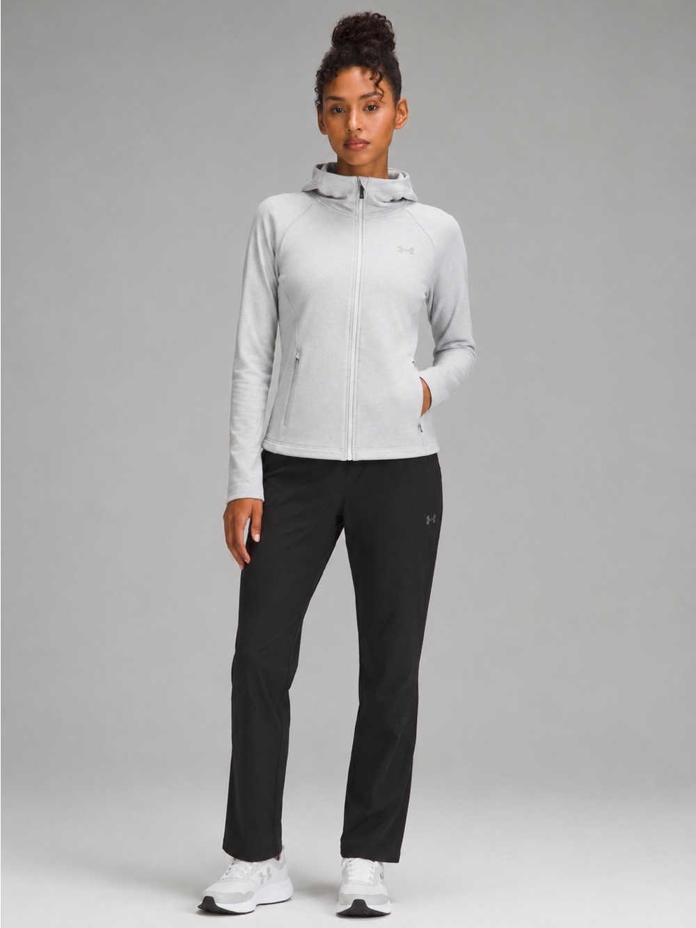 Under Armour ColdGear Full Zip Fleece Hoodie Jacket Light Gray Women’s Small
